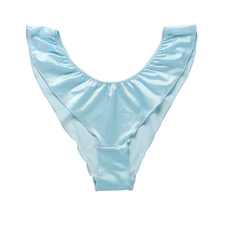 Culotte femme satin plissé bleu