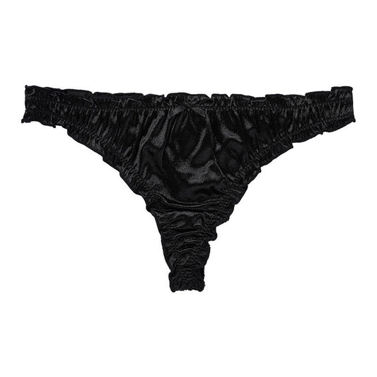 Culotte femme satin plissée noeud noir