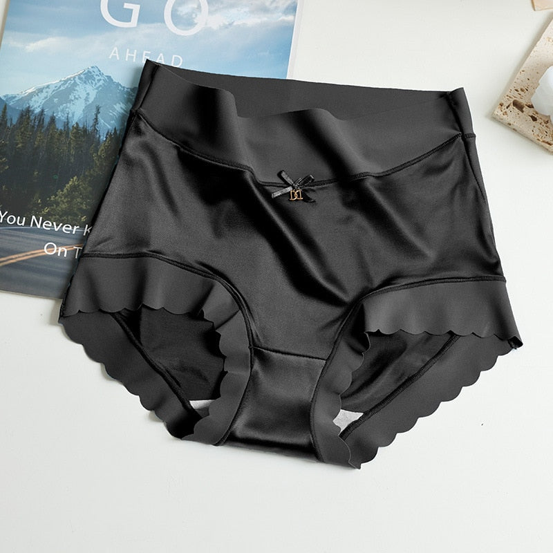 Culotte femme satin sans couture noeud noir