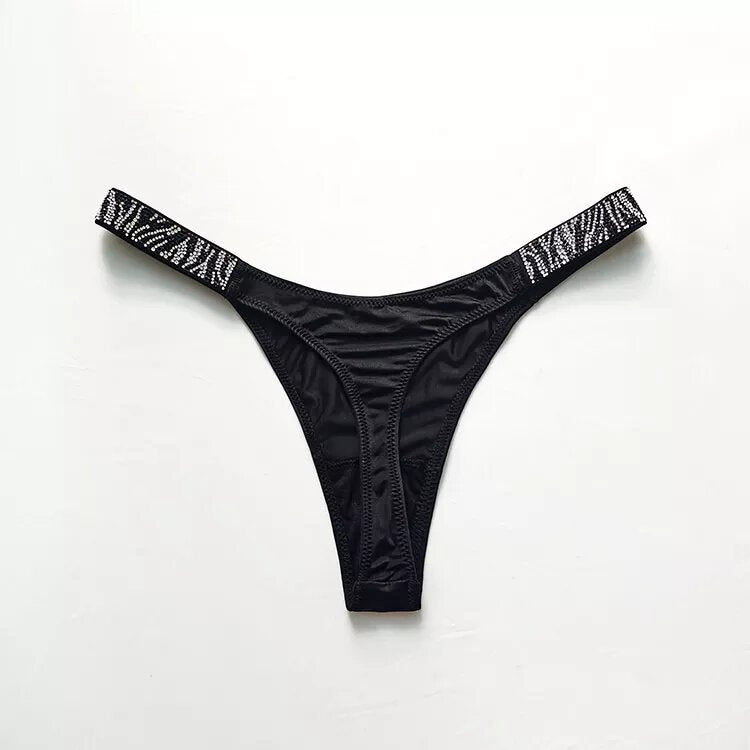 culotte string en satin zebre noir