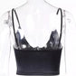    debardeur satin bralette crop top noire