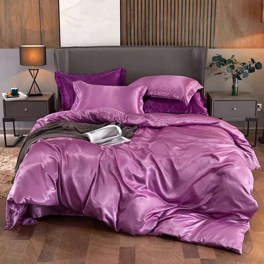    ensemble linge de lit satin majenta