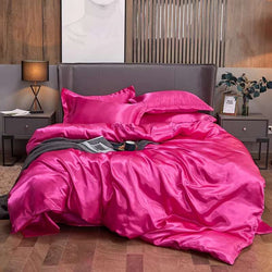 Flash pink satin bedding set