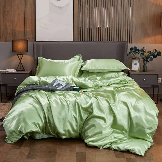 parure linge de lit satin vert sauge