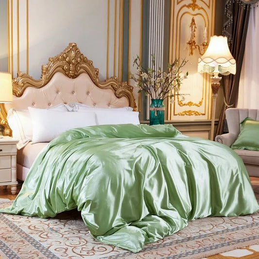    housse de couette satin vert pastel