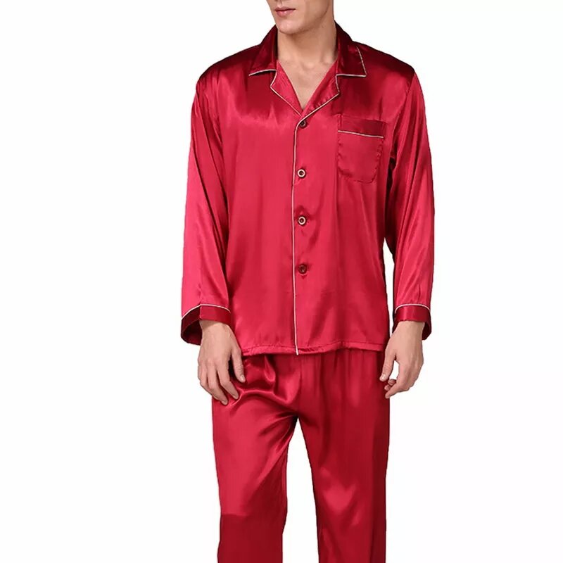 kimono satin homme rouge couture blanche