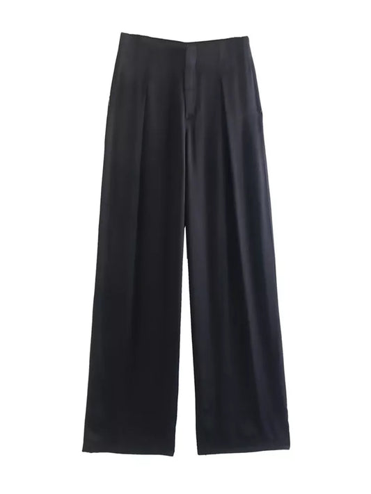 pantalon en satin vintage noir