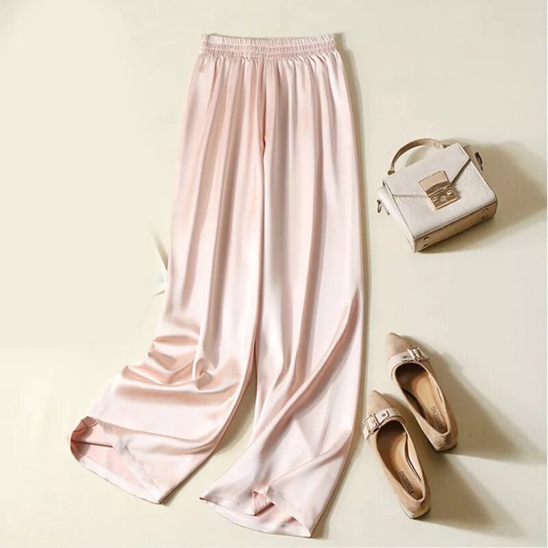 pantalon fluide satin nude