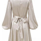    robe creme satinée boutonnée