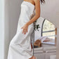 robe maxi en satin bustier et blanc