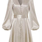     robe satinée boutonnée crème