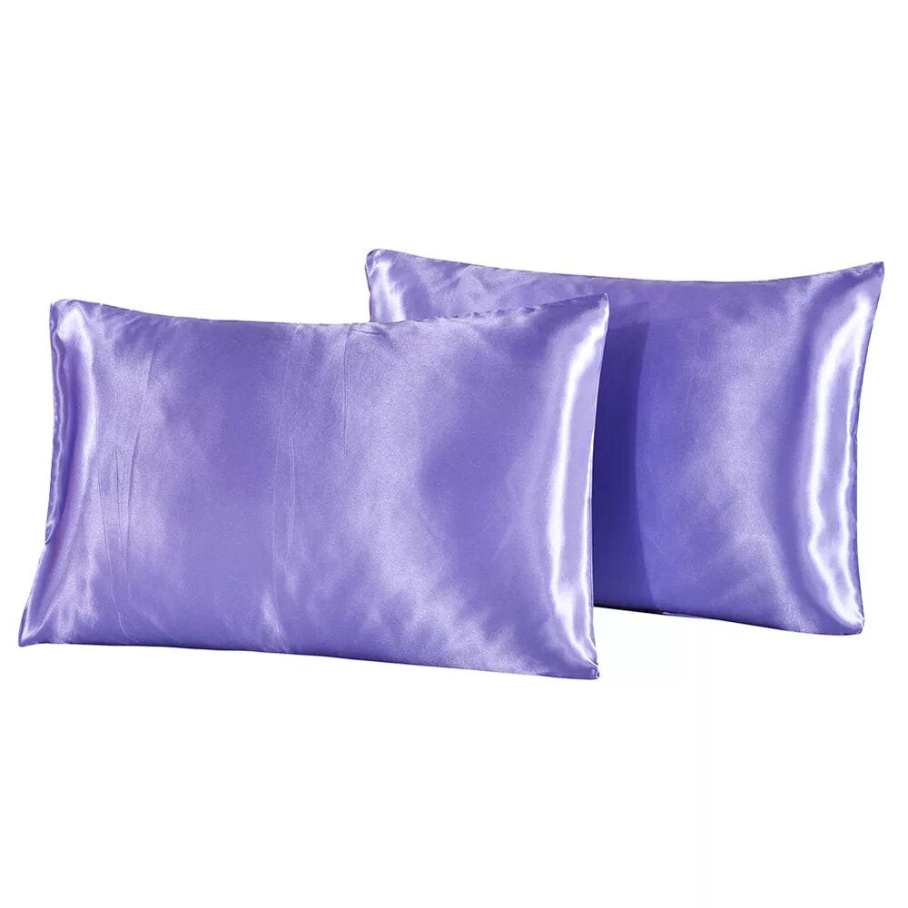 taie d'oreiller en satin de soie violet