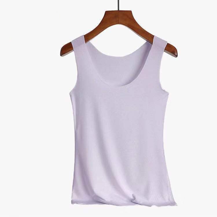 Top femme sans manche en satin violet